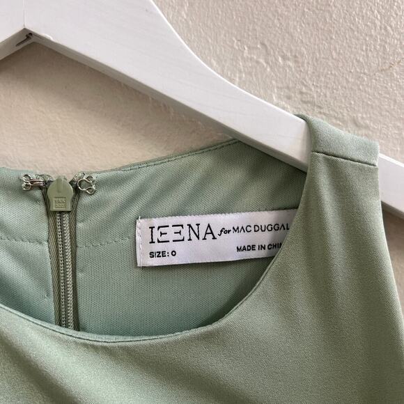 Ieena Mac Duggal $258 Pistachio Green Ruffled Sleeveless Jewel Neck Dress - Picture 5 of 6